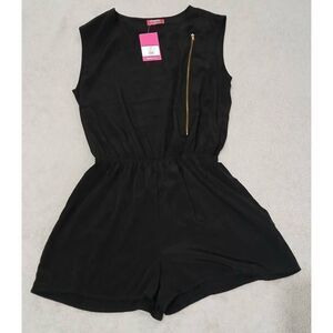Shasa made in USA womens medium black romper cinched elastic waist $549